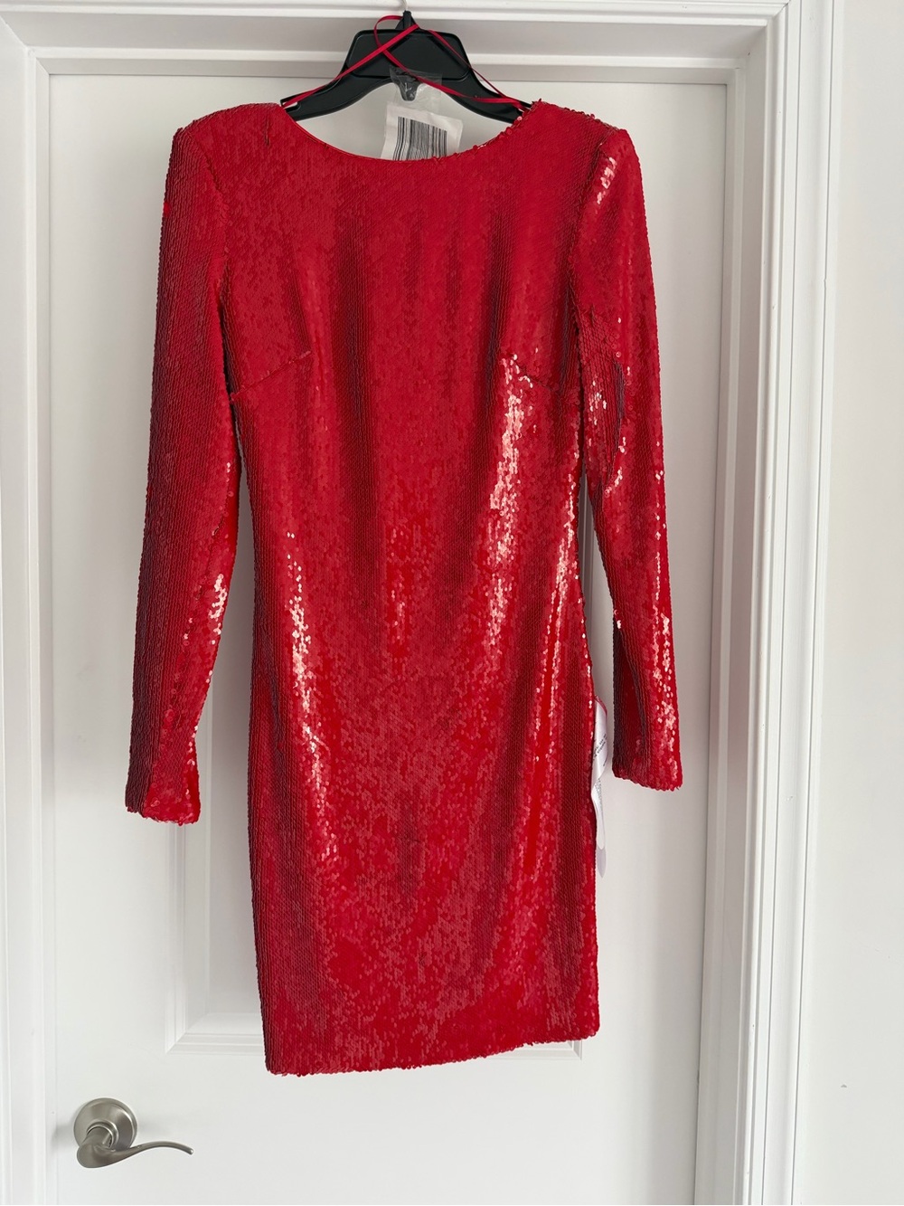 Dress the Population Red Long-Sleeve Sequin Cocktail Dress